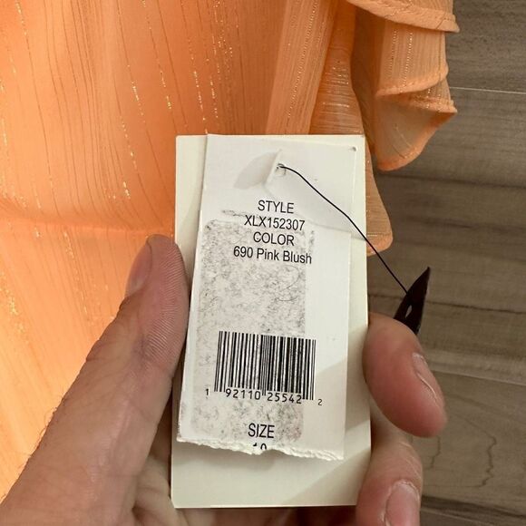 Halston Women’s Pink Blush Ruffled Sleeve Tied Back Flowy Midi Dress Size 10 - Picture 5 of 10